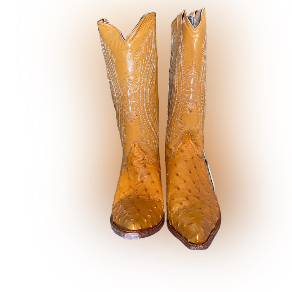 Campos Men's Orange Ostrich Cowboy boots